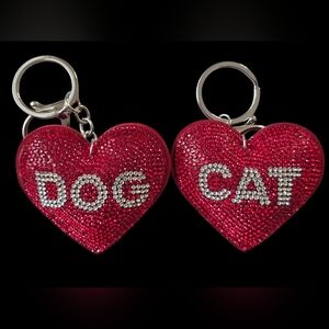 Dog & Cat Rhinestone Heart Bag Charms – Sparkly Keychains